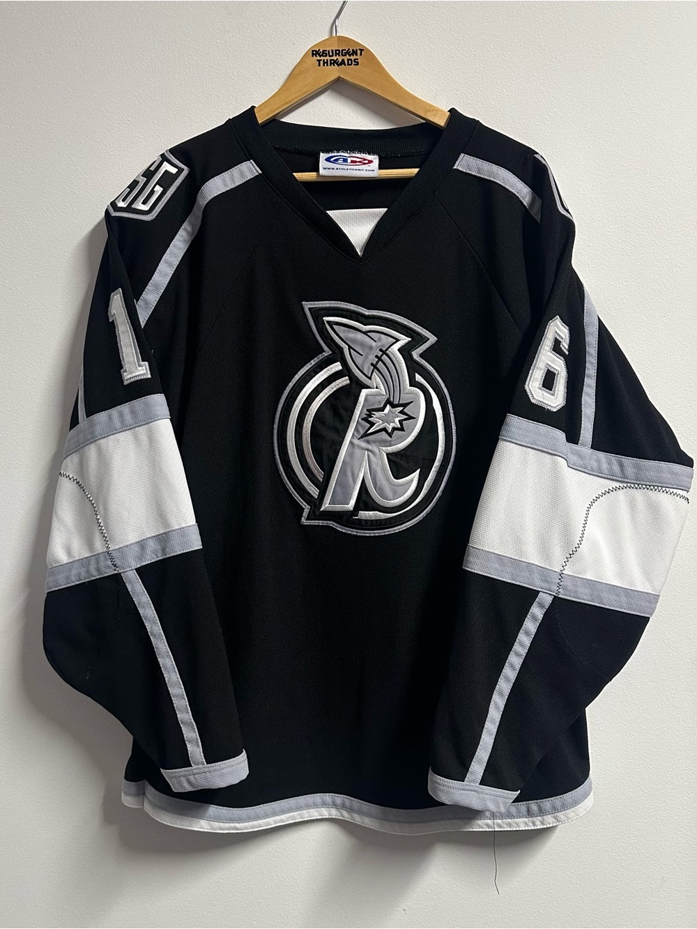 New Jersey Rockets #16 Lupi Rare Black AAA Hockey Jersey Adult Large